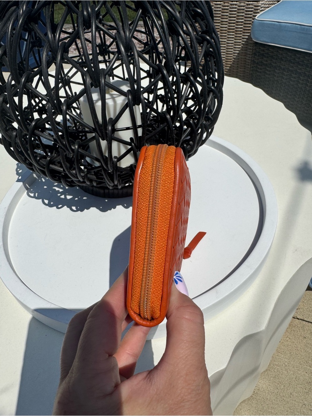 Bottega Zip-Around Leather Wallet - Orange - Picture 3 of 7